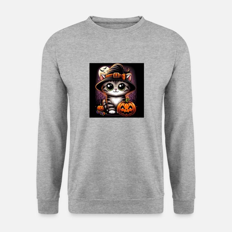 kitty halloween - Unisex Pullover - Weißgrau meliert