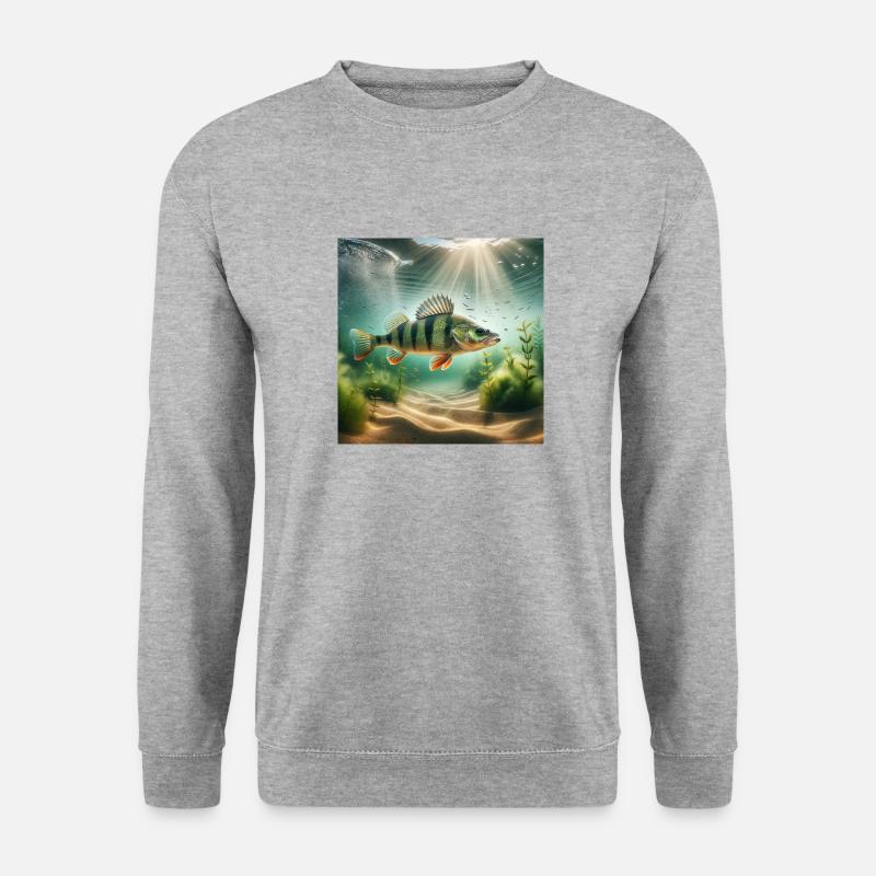 Fisch, Barsch - Unisex Pullover - Weißgrau meliert