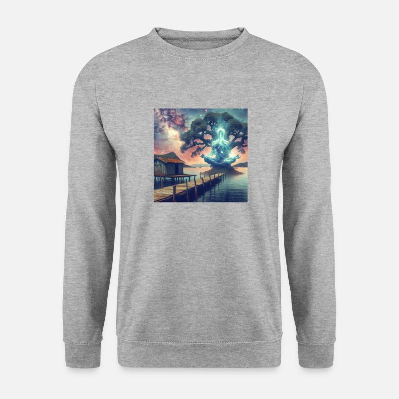 Meditating spirit - Unisex Pullover - Weißgrau meliert
