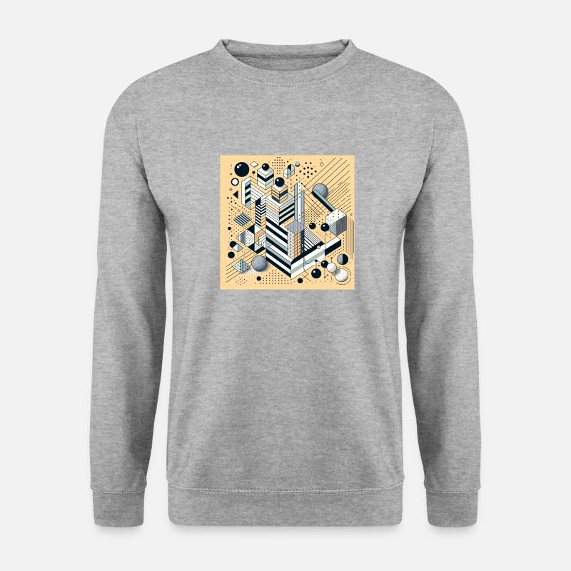 Geometrisches Muster - Unisex Pullover - Weißgrau meliert