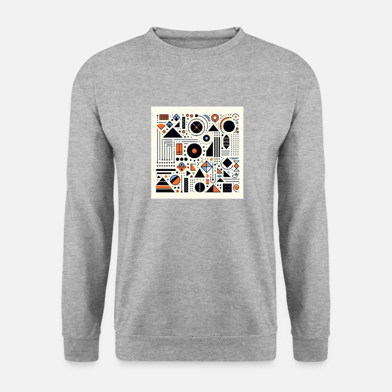 Geometrisches Muster - Unisex Pullover - Weißgrau meliert