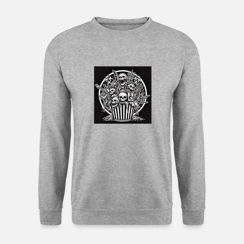 Skulls on a Trash - Unisex Pullover - Weißgrau meliert