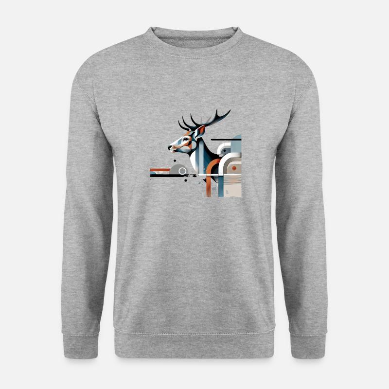 Modern Hirsch Design #1 - Unisex Pullover - Weißgrau meliert