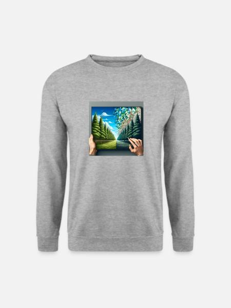 Digital Forest - Unisex Pullover - Weißgrau meliert