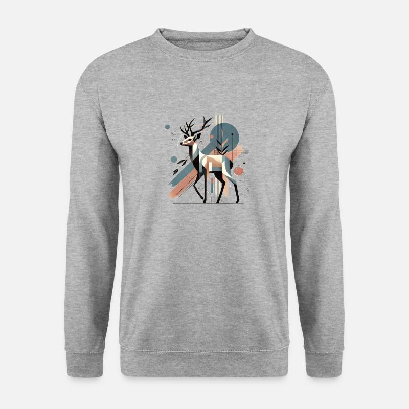 Design Hirsch modern stylish #4 - Unisex Pullover - Weißgrau meliert