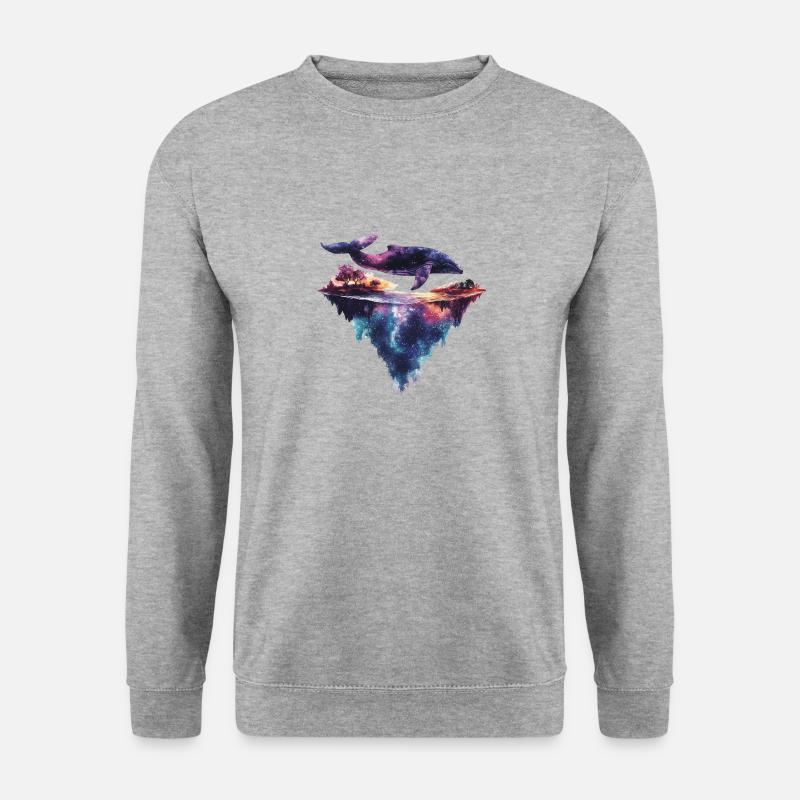 Fantasievoller Wal - Unisex Pullover - Weißgrau meliert