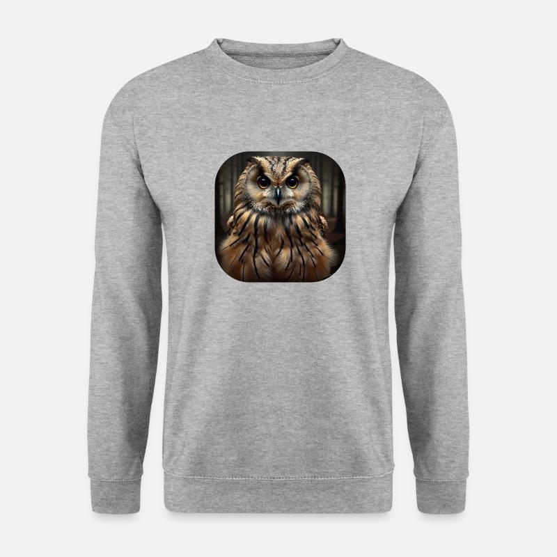 Eule - Unisex Pullover - Weißgrau meliert