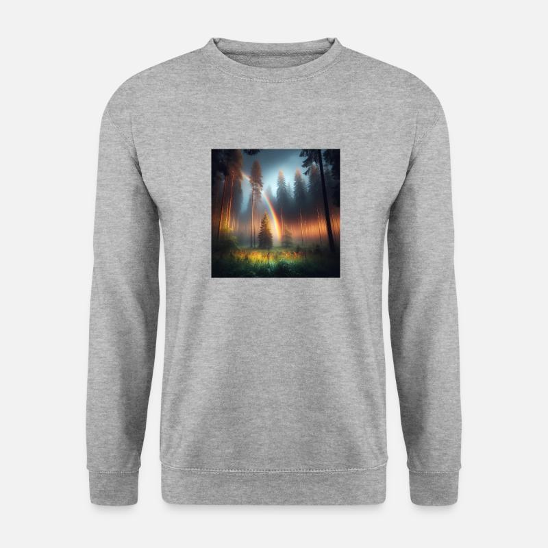 Regenbogen Wald - Unisex Pullover - Weißgrau meliert