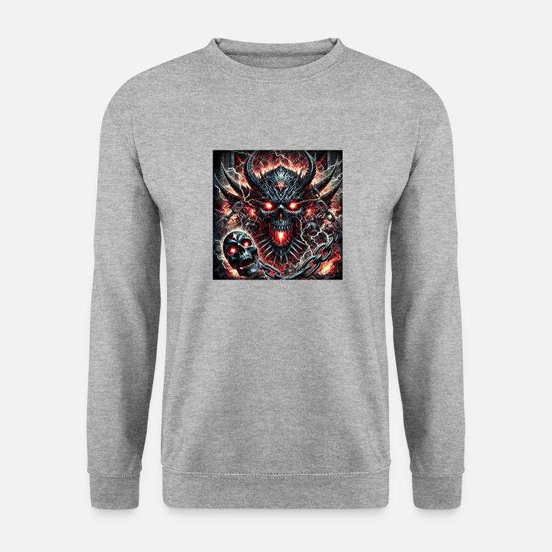 Metal Fan Skull 3 - Unisex Pullover - Weißgrau meliert
