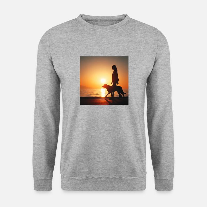 Schwarzer Labrador - Unisex Pullover - Weißgrau meliert