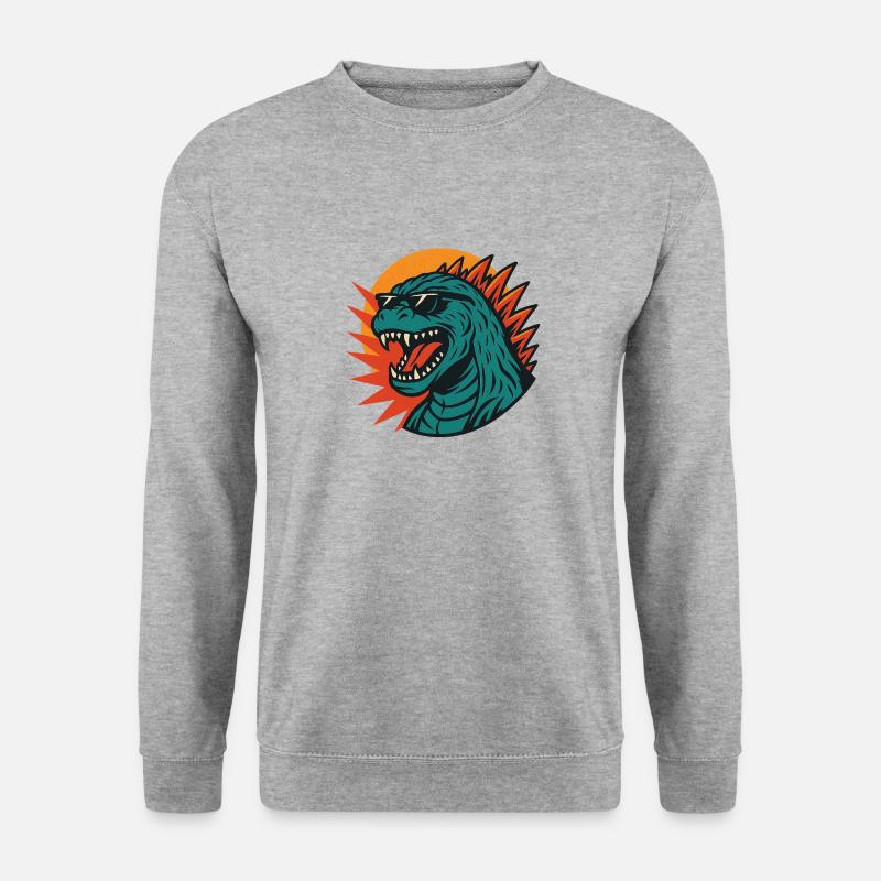 Chillzilla – Retro Monster Vibes - Unisex Pullover - Weißgrau meliert