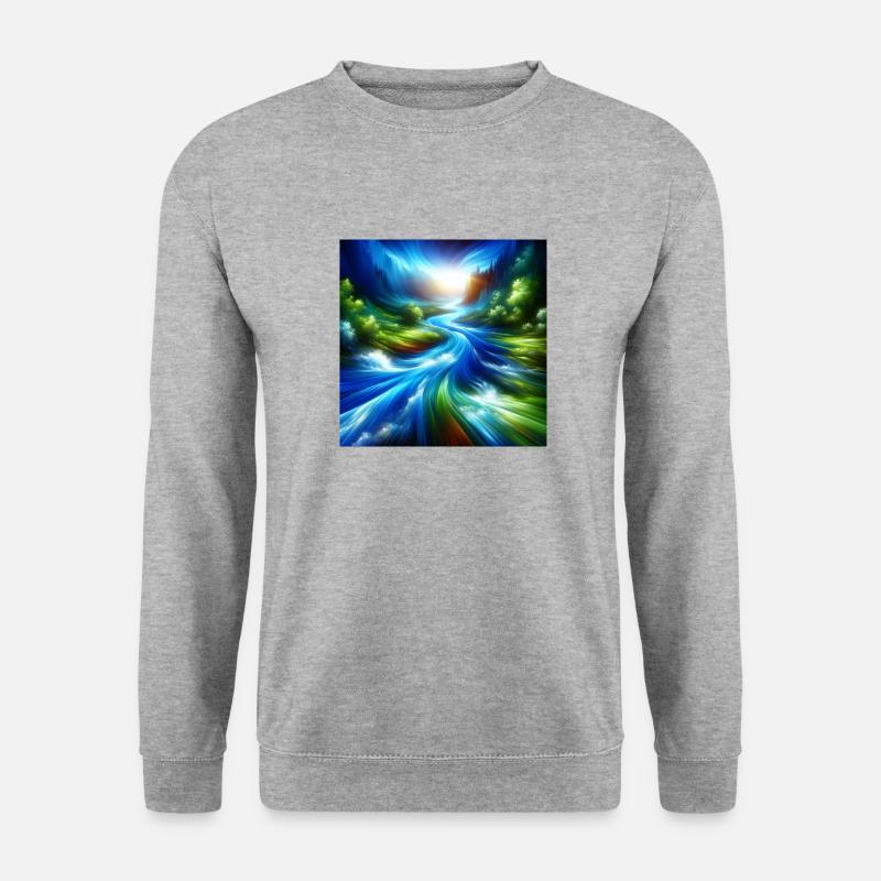 Fließender Fluss - Unisex Pullover - Weißgrau meliert