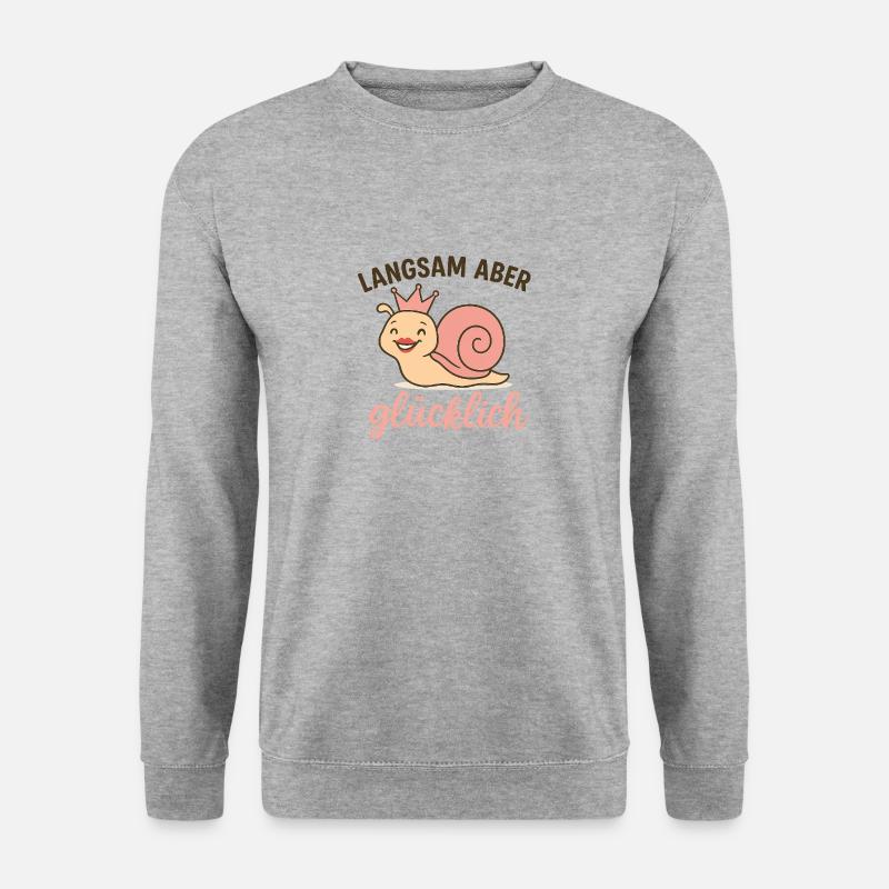 Joggen Schnecke Krone langsam aber glücklich - Unisex Pullover - Weißgrau meliert