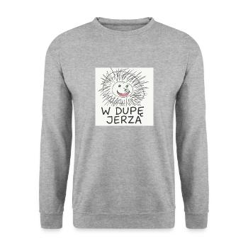 In Jerz' Arsch - Unisex Pullover - Weißgrau meliert - Vorne - Alina (178cm) & Michal (187cm)