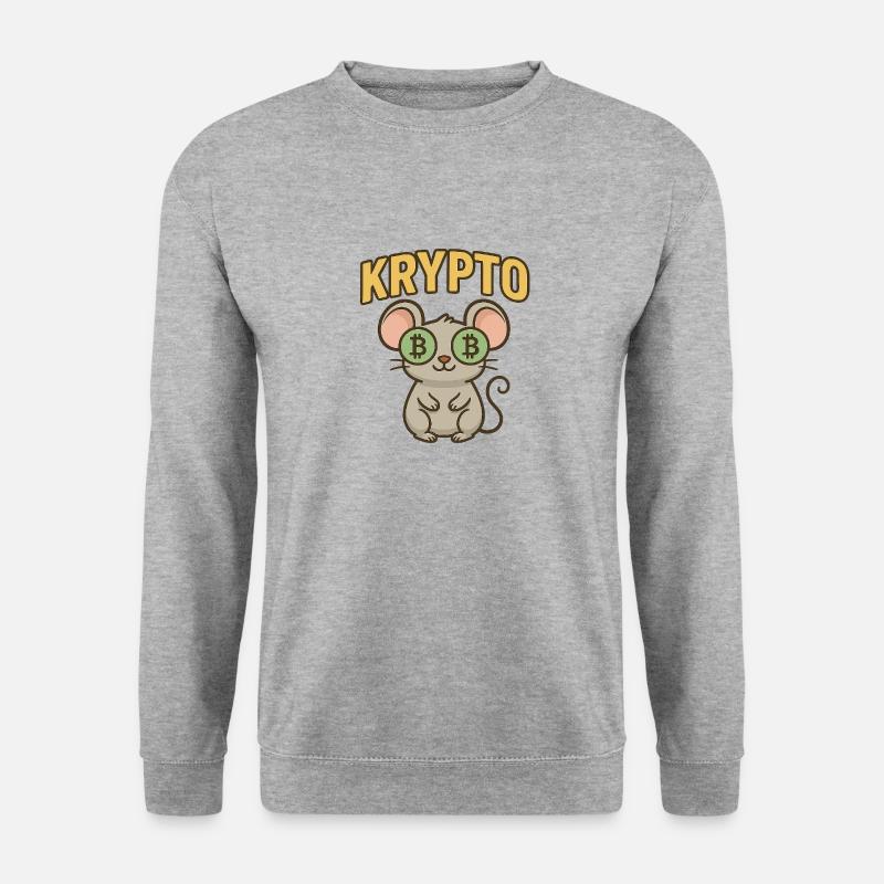 Krypto Maus - Unisex Pullover - Weißgrau meliert