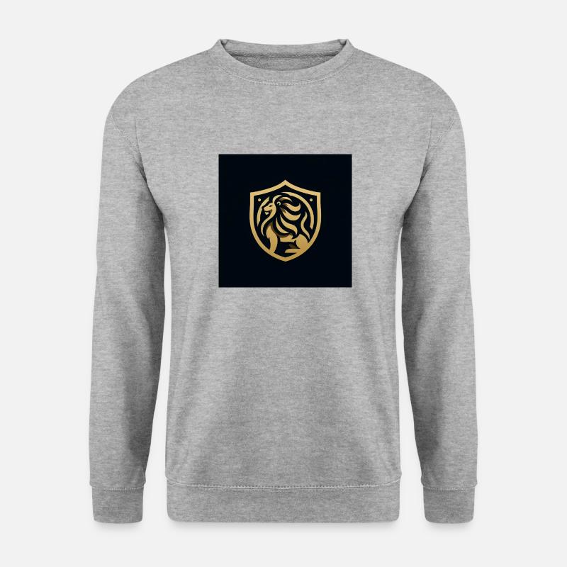 Löwenwappen Design - Unisex Pullover - Weißgrau meliert