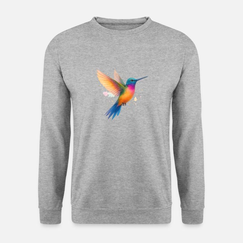 Tanzender Regenbogen-Kolibri - Unisex Pullover - Weißgrau meliert