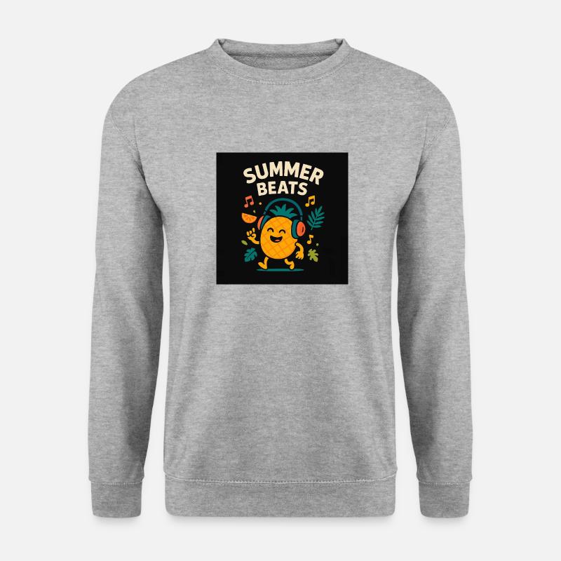 Pineapple DJ – Sommer-Beats - Unisex Pullover - Weißgrau meliert