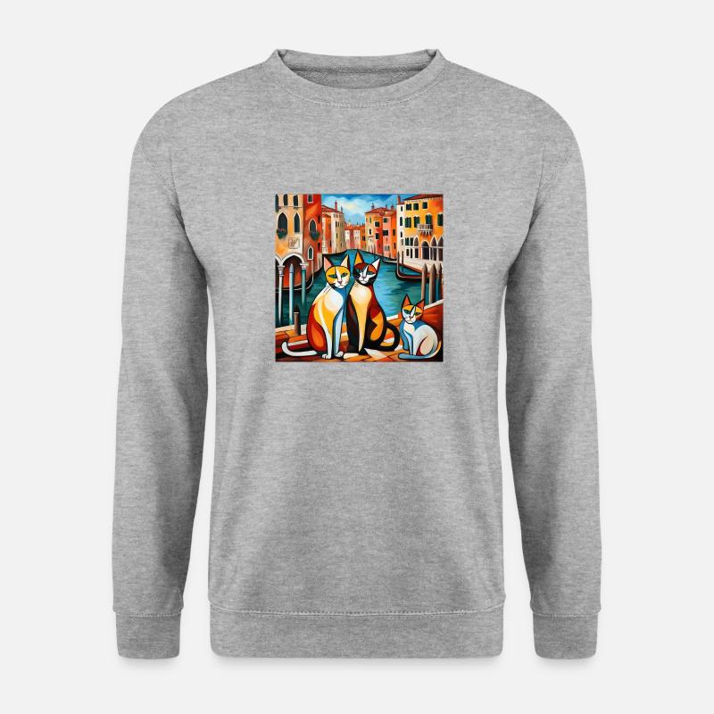 Katzen von Venedig - Unisex Pullover - Weißgrau meliert