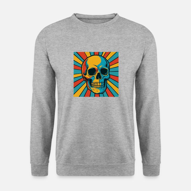 Explodierter Farbtopf Totenkopf - Unisex Pullover - Weißgrau meliert