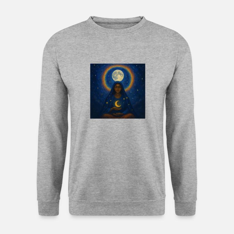 Frau in der Meditation - Unisex Pullover - Weißgrau meliert