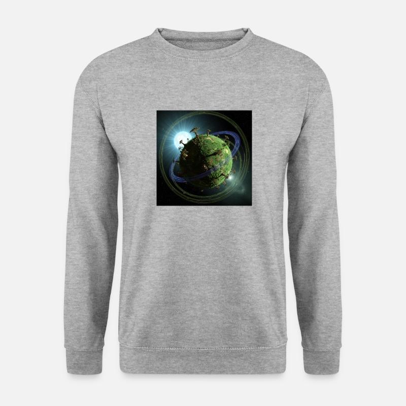 Erde im Weltall Green - Unisex Pullover - Weißgrau meliert