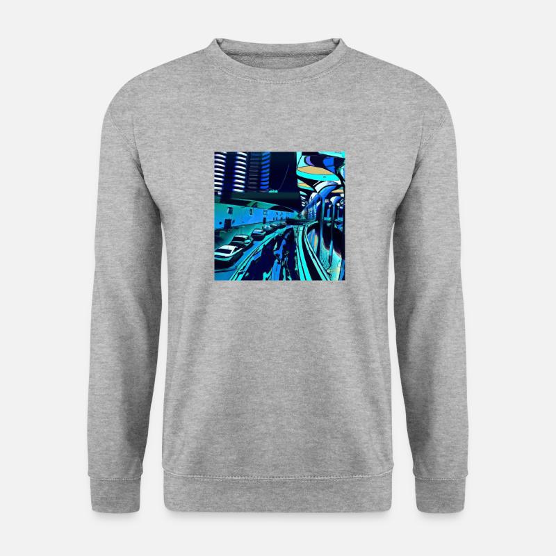 Design “Munich-3” - Unisex Pullover - Weißgrau meliert