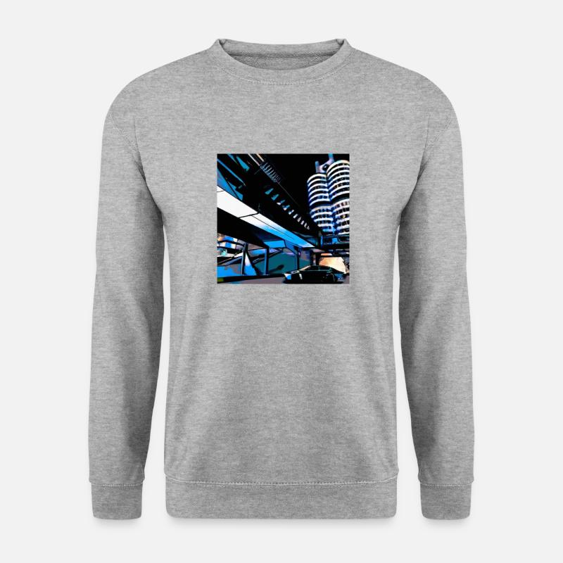 Design “Munich-1” - Unisex Pullover - Weißgrau meliert