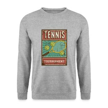 Tennis Balle De Tennis Joueur De Tennis Rétro Vintage - Sweat-shirt Unisexe - gris chiné - Devant - Alina (178cm) & Michal (187cm)