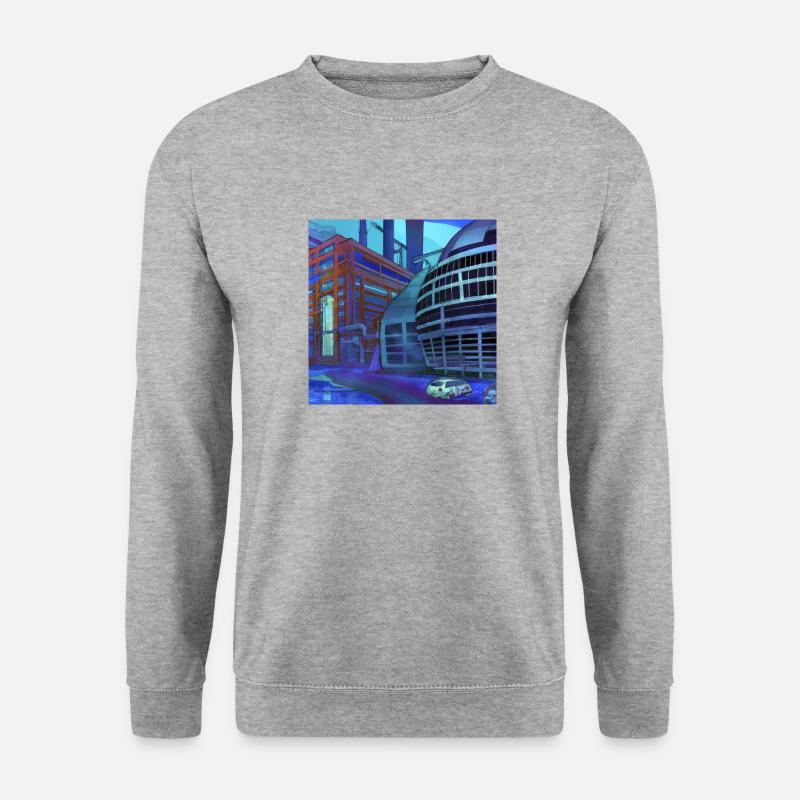 Design “Wolfsburg-1“ - Unisex Pullover - Weißgrau meliert