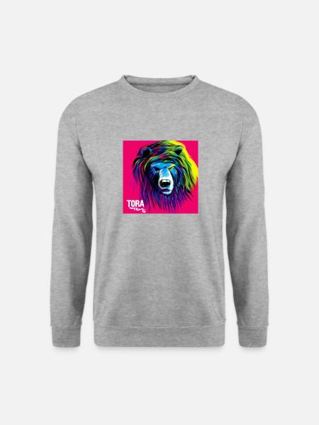 The Bär - Tier Porträt Pop Art Style - Unisex Pullover - Weißgrau meliert