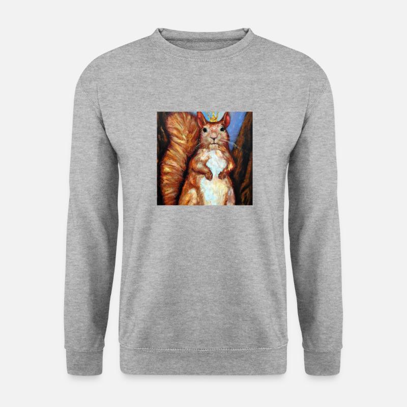 Das königliche Eichhörnchen - Unisex Pullover - Weißgrau meliert