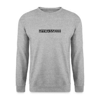 Uffbasse!!! - Unisex Pullover - Weißgrau meliert - Vorne - Alina (178cm) & Michal (187cm)