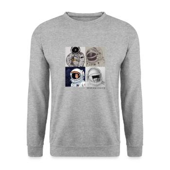 Zeichnung eines Astronauten - AI-Art - Unisex Pullover - Weißgrau meliert - Vorne - Alina (178cm) & Michal (187cm)