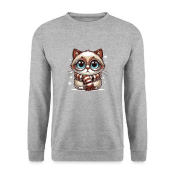 Winter Cat - Unisex Sweatshirt - salt & pepper - Front - Alina (178cm) & Michal (187cm)