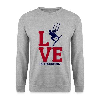 Kitesurfen Kitesurfen Kiteboarding Kiteboarder - Unisex Pullover - Weißgrau meliert - Vorne - Alina (178cm) & Michal (187cm)