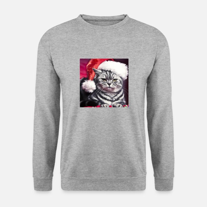 christmas cat - Unisex Pullover - Weißgrau meliert