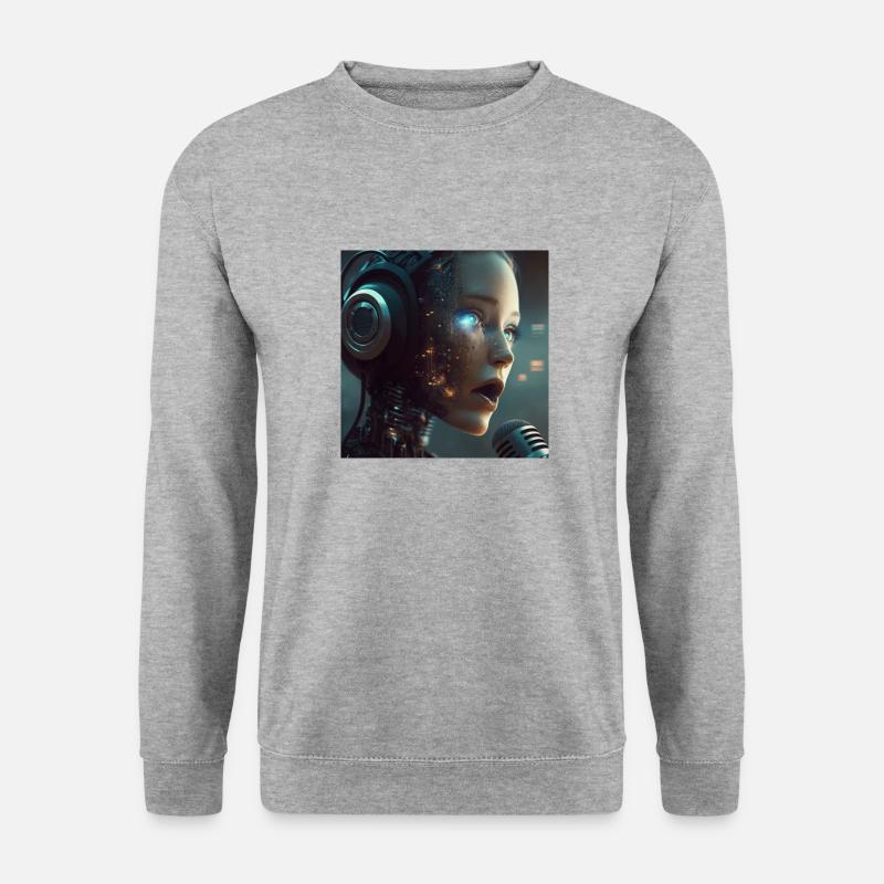 Künstliche Intelligenz with an New Voice - Unisex Pullover - Weißgrau meliert