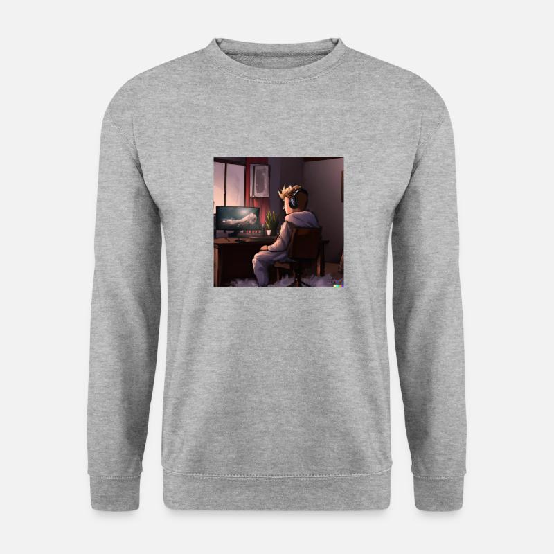 Einsamer Gamer - Unisex Pullover - Weißgrau meliert
