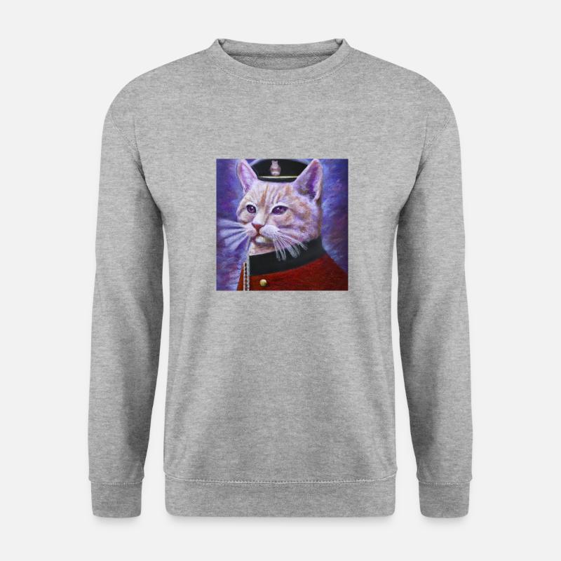 Die Fred die Admiralskatze - Unisex Pullover - Weißgrau meliert