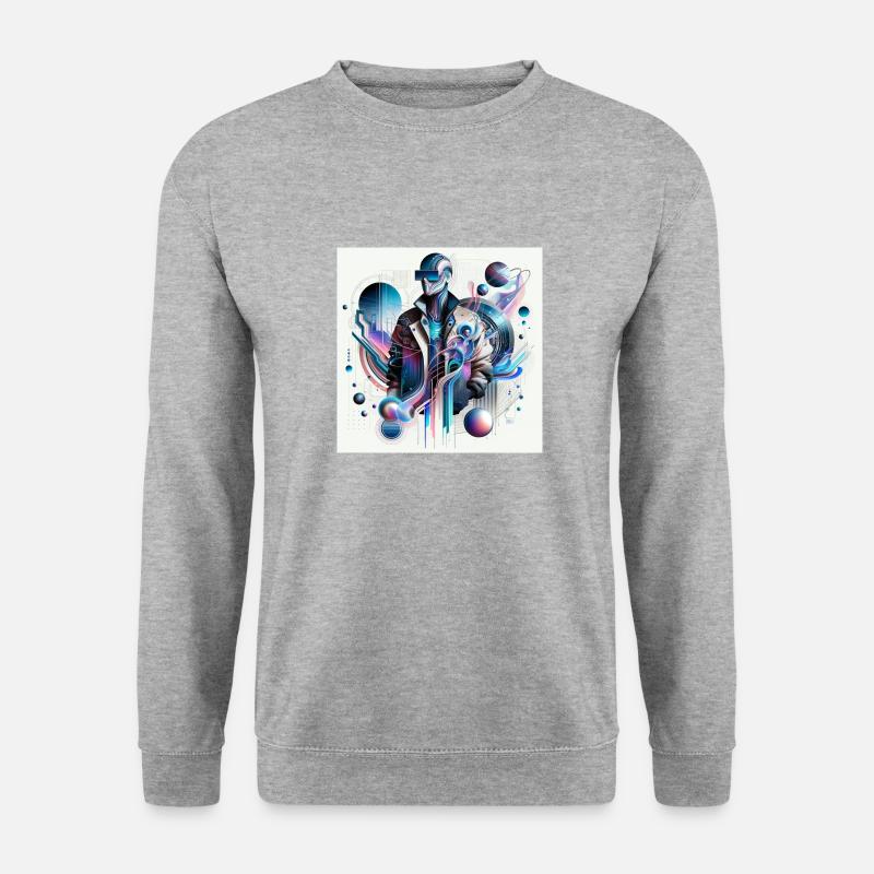 Neon Cyberwelle - Unisex Pullover - Weißgrau meliert