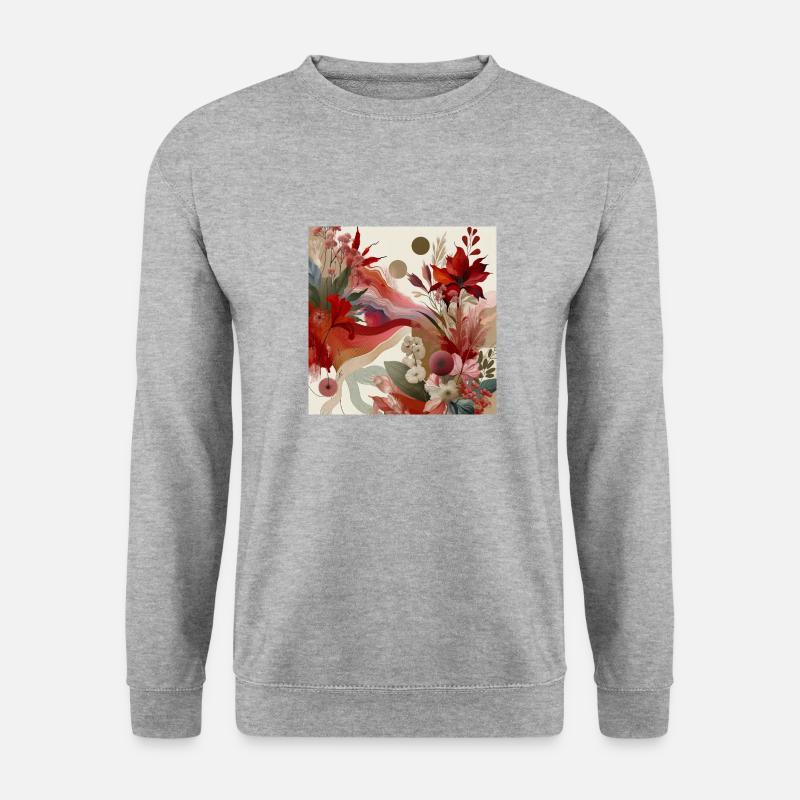 Farbenfrohe Herbstharmonie - Unisex Pullover - Weißgrau meliert