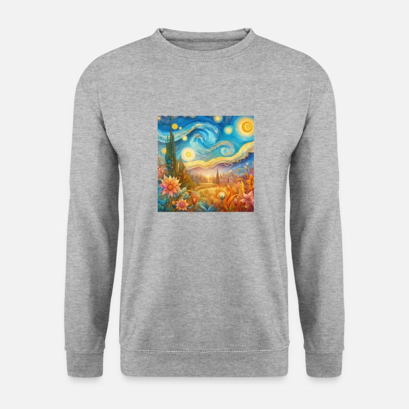 H2Starry Night Inspiration - Unisex Pullover - Weißgrau meliert