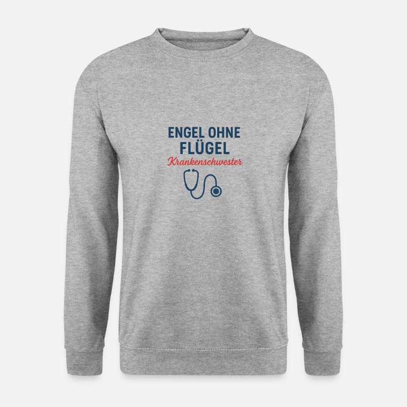 Krankenschwester Shirt – Engel ohne Flügel - Unisex Pullover - Weißgrau meliert