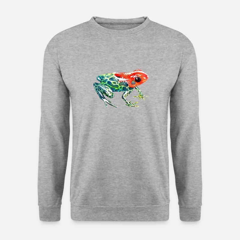 Frosch mit rotem Kopf - Unisex Pullover - Weißgrau meliert