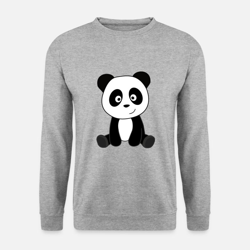 Panda Pandabär süße Tiere Kinder Teddy - Unisex Pullover - Weißgrau meliert