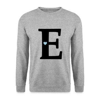 Buchstabe E Anfangsbuchstabe - Unisex Pullover - Weißgrau meliert - Vorne - Alina (178cm) & Michal (187cm)