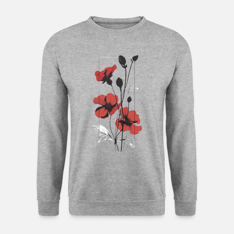 Elegante Blumen - Unisex Pullover - Weißgrau meliert