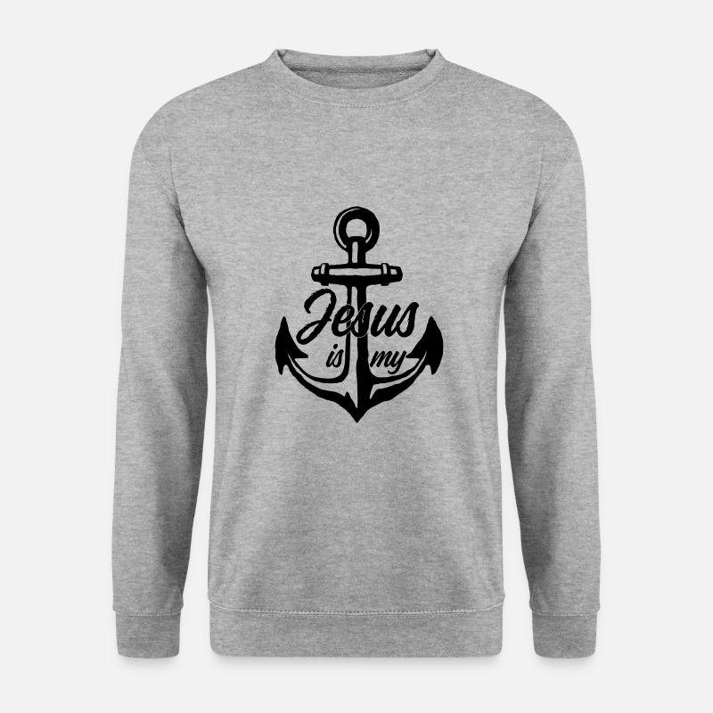 JESUS MY ANCHOR SOUL - Unisex Pullover - Weißgrau meliert