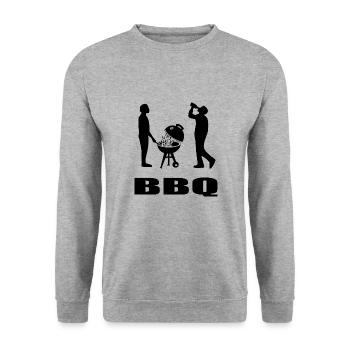 BBQ - Unisex Pullover - Weißgrau meliert - Vorne - Alina (178cm) & Michal (187cm)